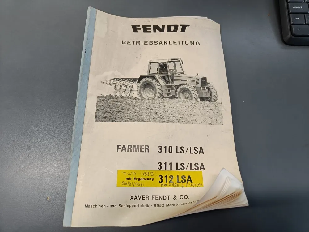 Fendt käyttöohjekirja saksankielinen / 310 LS/ LSA, 311 LS/LSA, 312 LSA