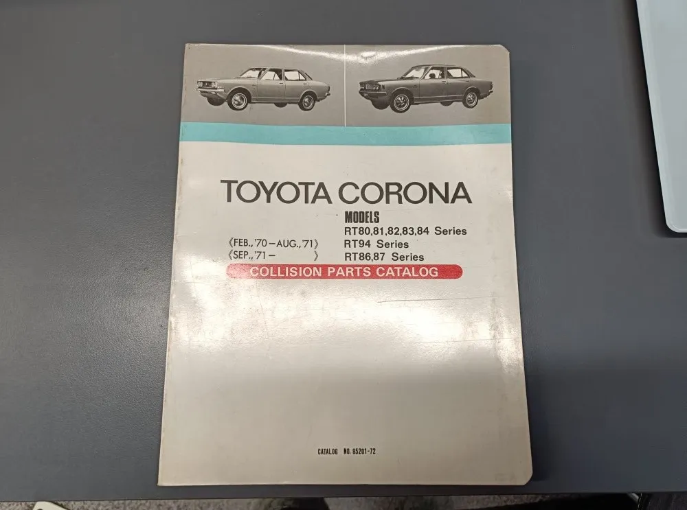 Toyota Corona varaosaluettelo / RT80, 81, 82, 83, 84, RT94, RT86, 87