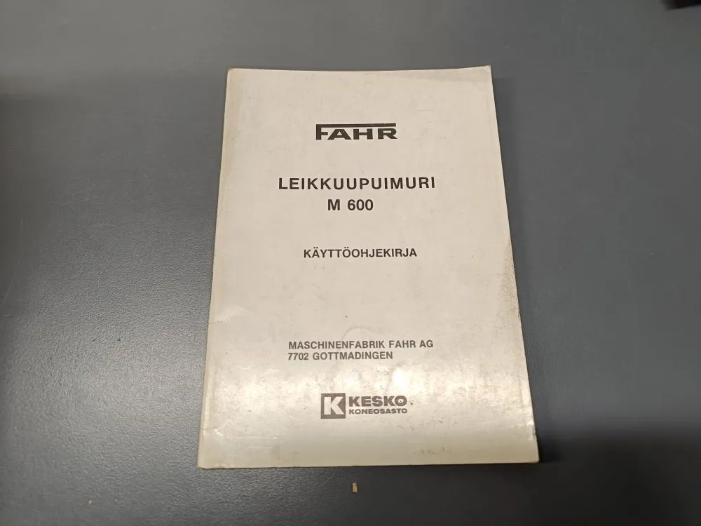 Fahr M600 ohjekirja / leikkuupuimuriin