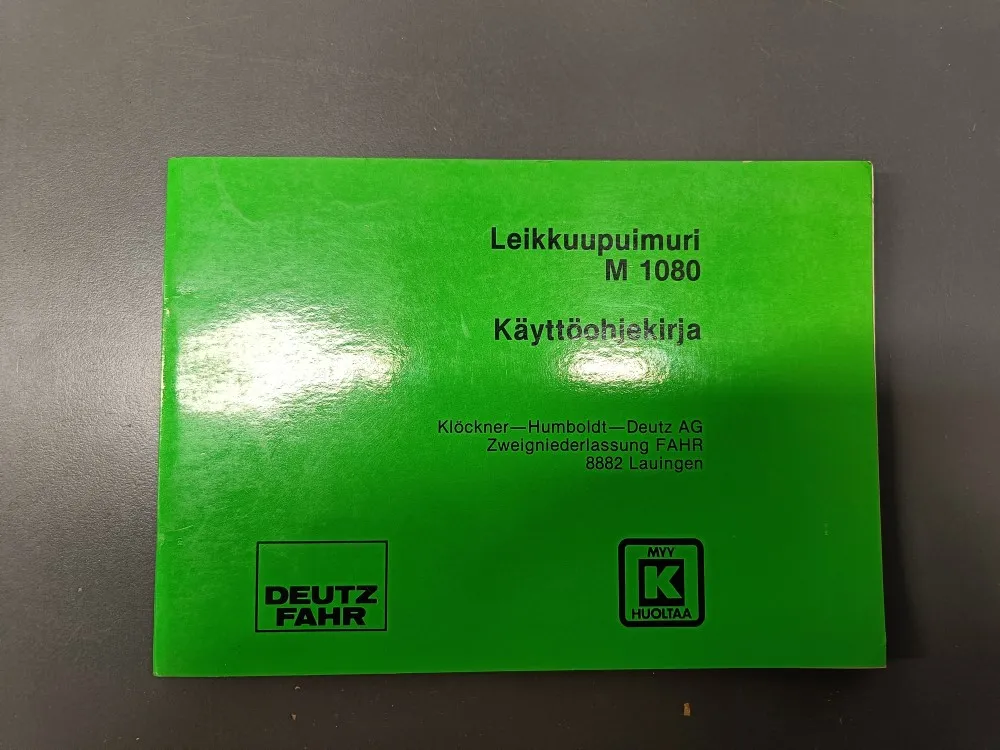 Deutz Fahr M 1080 leikkuupuimurin ohjekirja /