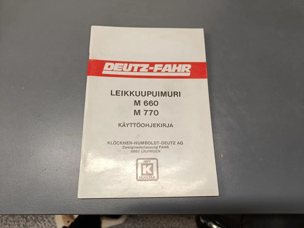 Deutz Fahr leikkuupuimurin ohjekirja / M 660 ja M 770