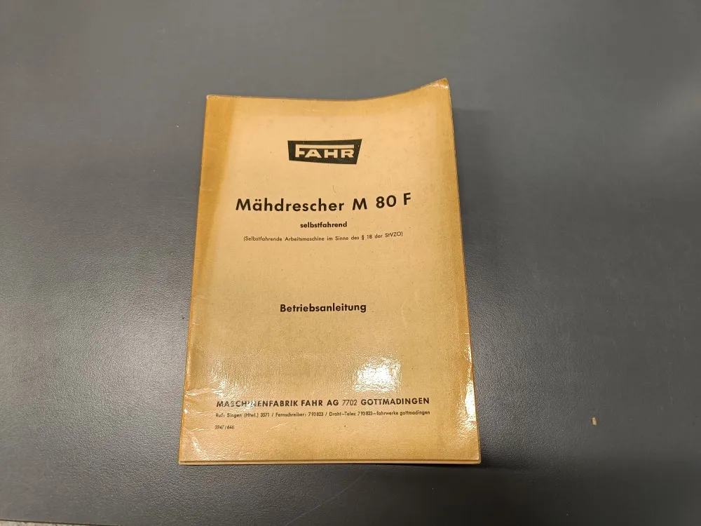 Fahr M80F puimurin ohjekirja / leikkuupuimuriin - saksankielinen