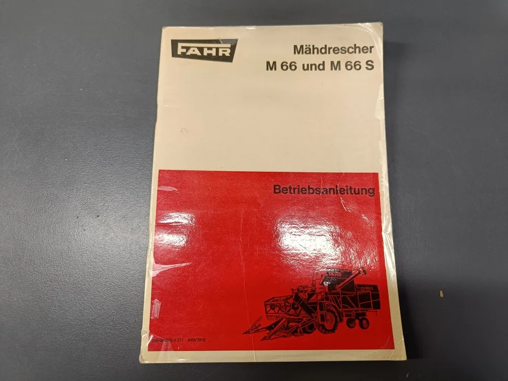 Fahr M66 ja M66S  ohjekirja / leikkuupuimuriin - saksankielinen