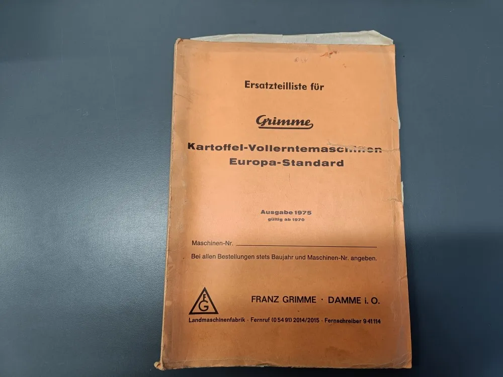 Grimme Europa-Standard varaosaluettelo / perunannostokoneeseen