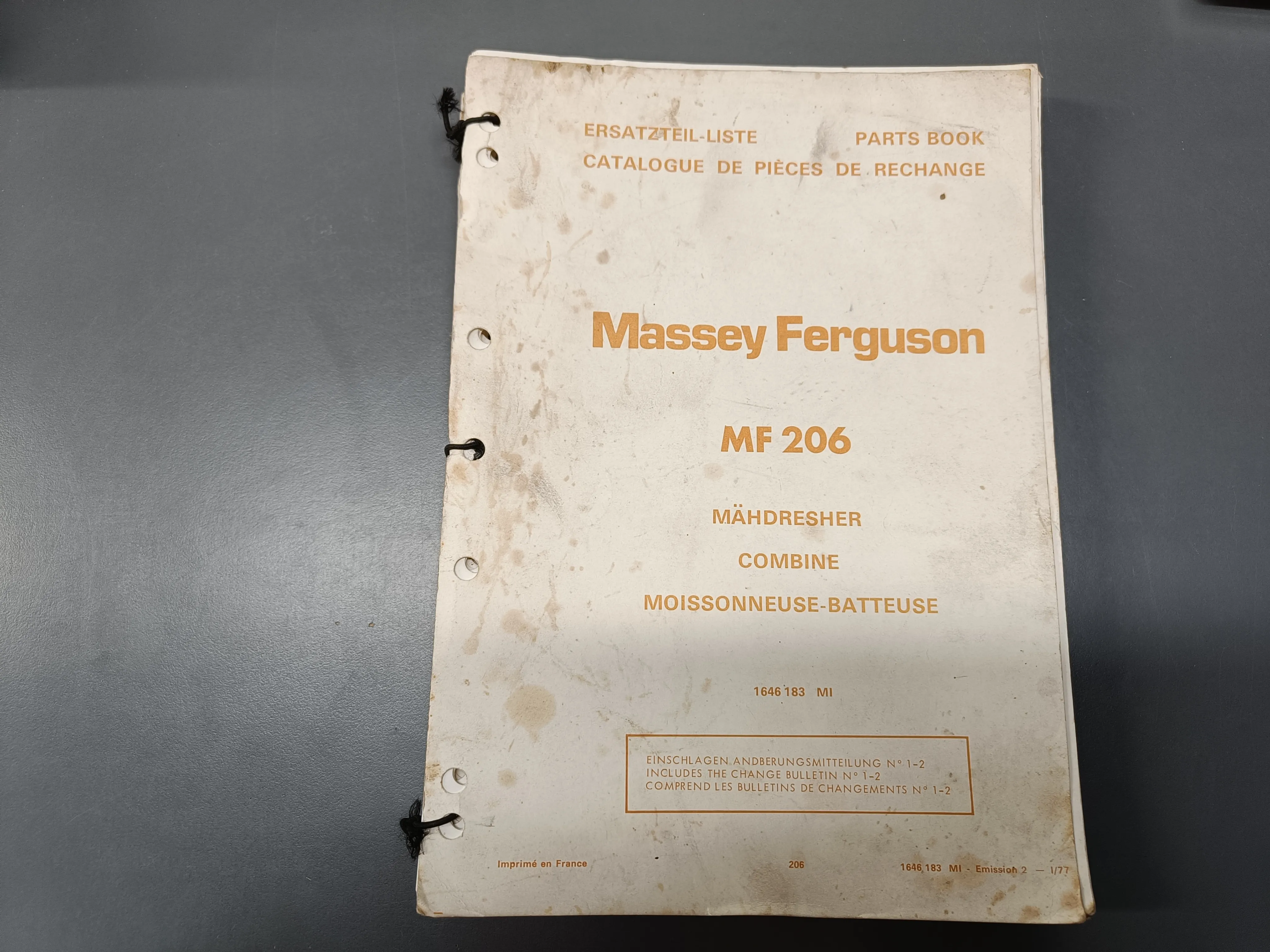 Massey Ferguson MF 206  varaosaluettelo / leikkuupuimuriin