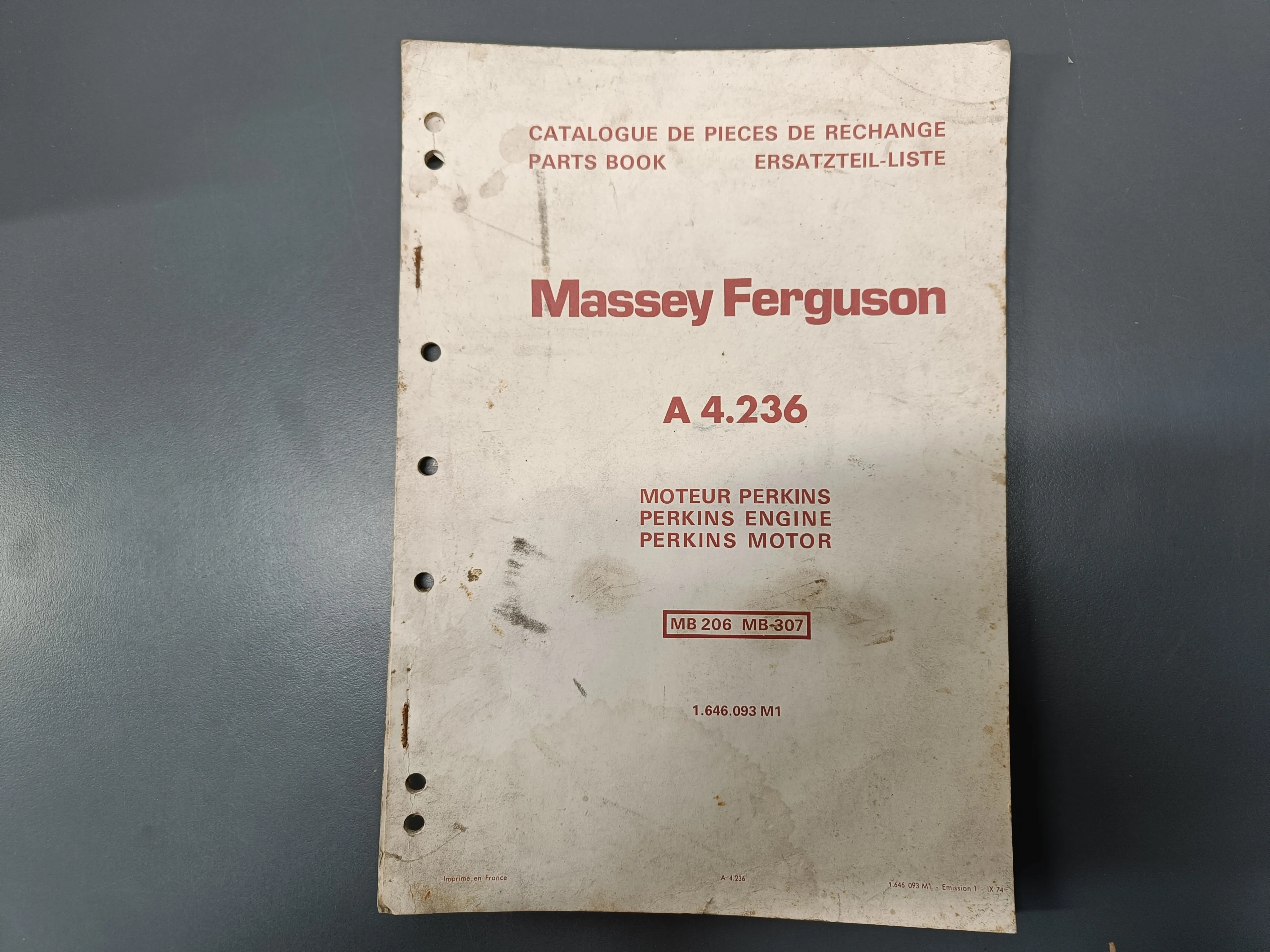 Massey Ferguson A4.236 moottorin / varaosaluettelo