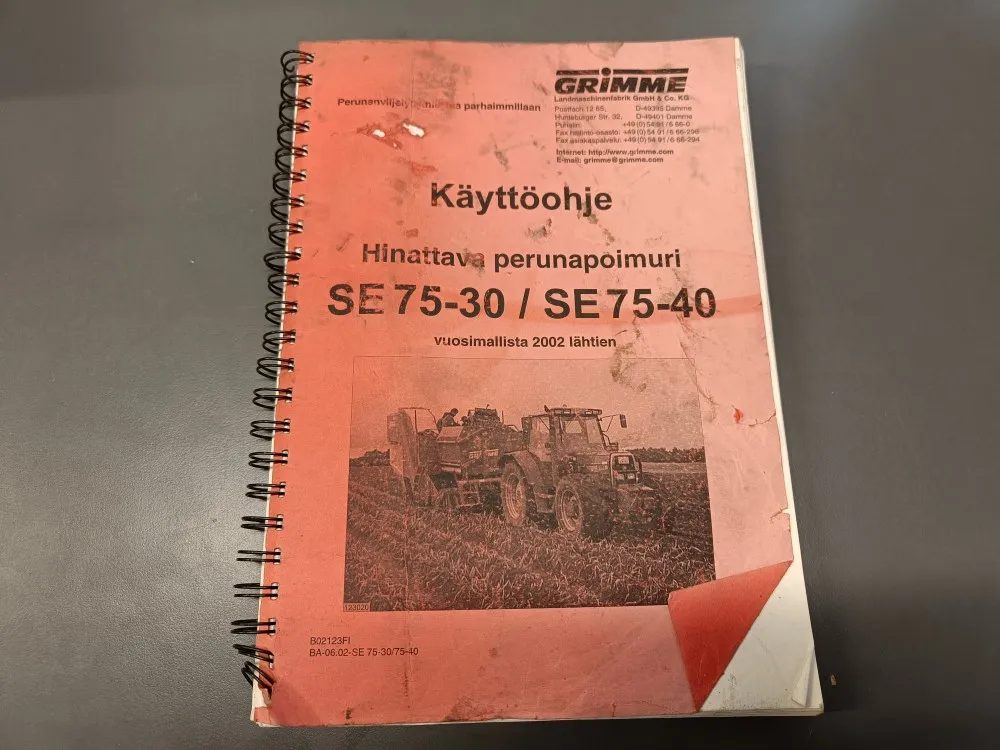 Grimme hinattava perunapoimuri 2002 lähtien / Käyttöohjekirja