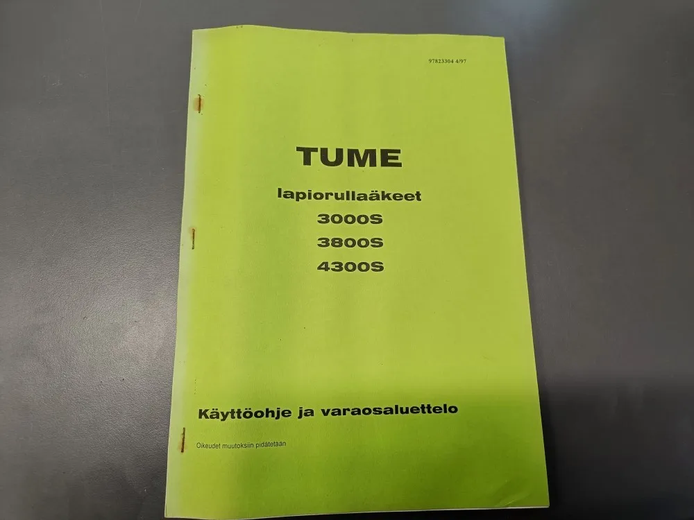 Tume lapiorullaäkeet 3000S, 3800S ja 4300S / Käyttöohje ja varaosaluettelo