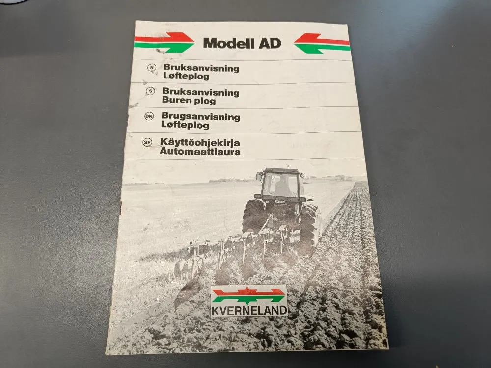 Kverneland automaattiaura Model AD / Käyttöohjekirja