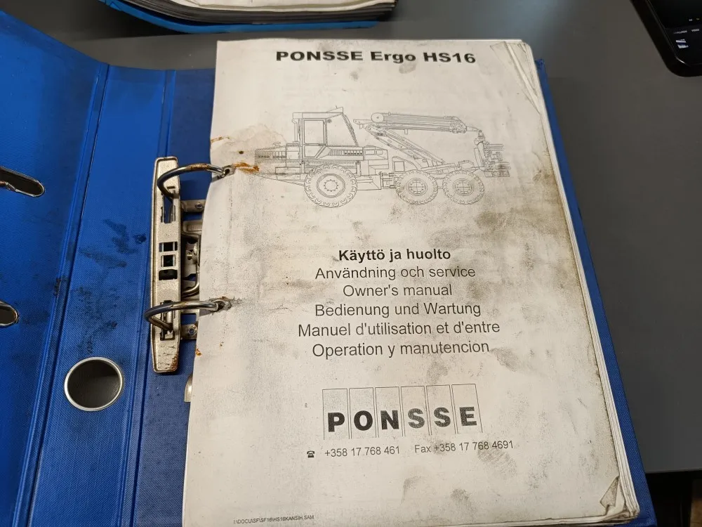 Ponsse Ergo HS16 harvesterin / Käyttö ja huolto