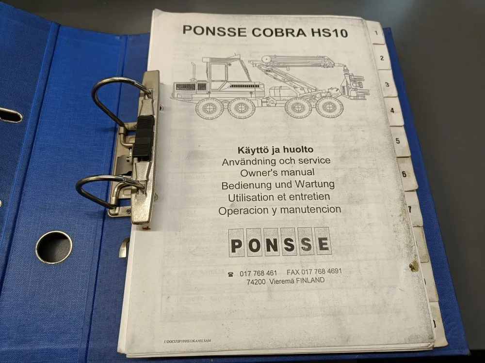 Ponsse Cobra HS10 harvesterin / Käyttö ja huolto