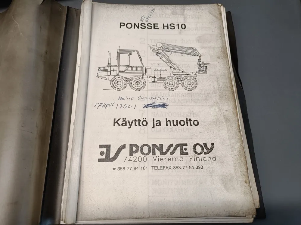 Ponsse HS10 harvesterin / Käyttö ja huolto