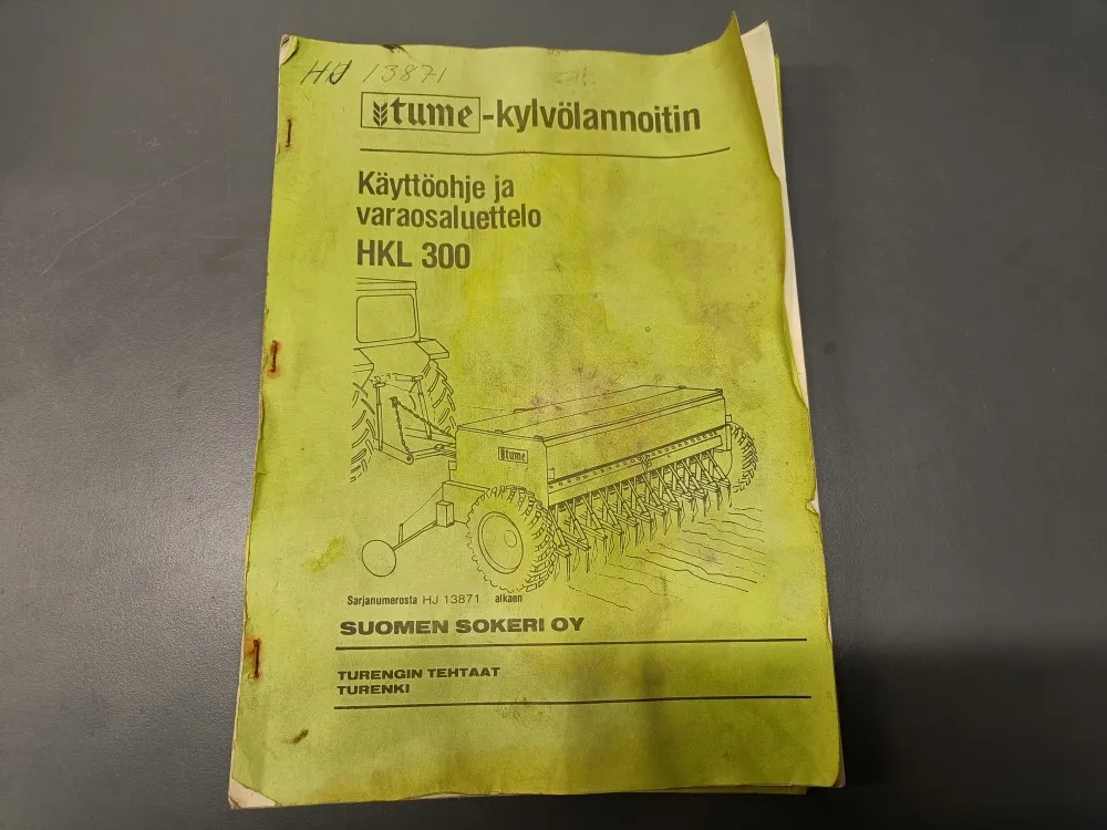 Tume kylvölannoitin HKL 300 / Käyttöohje ja varaosaluettelo
