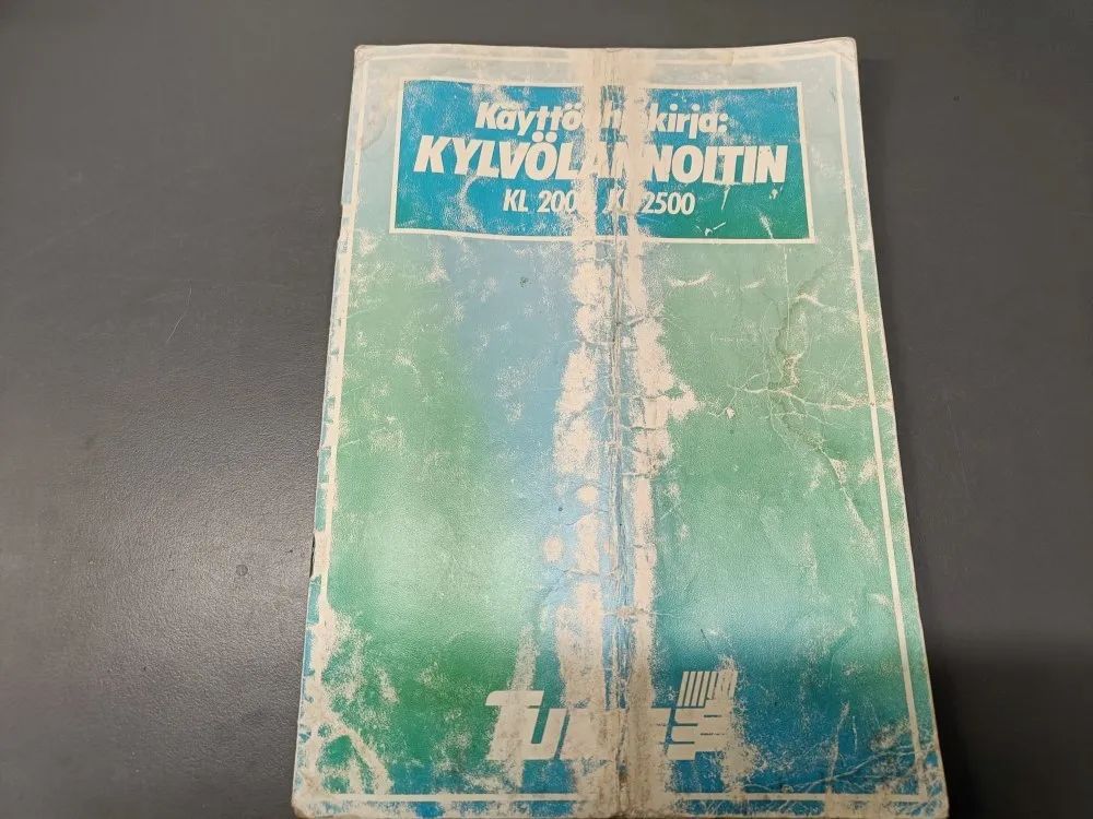 Tume kylvölannoittimen KL2000 ja KL2500 / Käyttöohjekirja, kansisivu kulunut