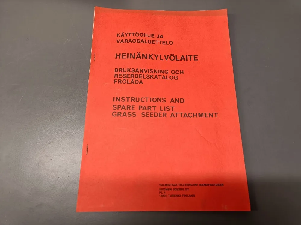 Tume heinäkylvölaite KL, HKL ja CD / Käyttöohje ja varaosaluettelo