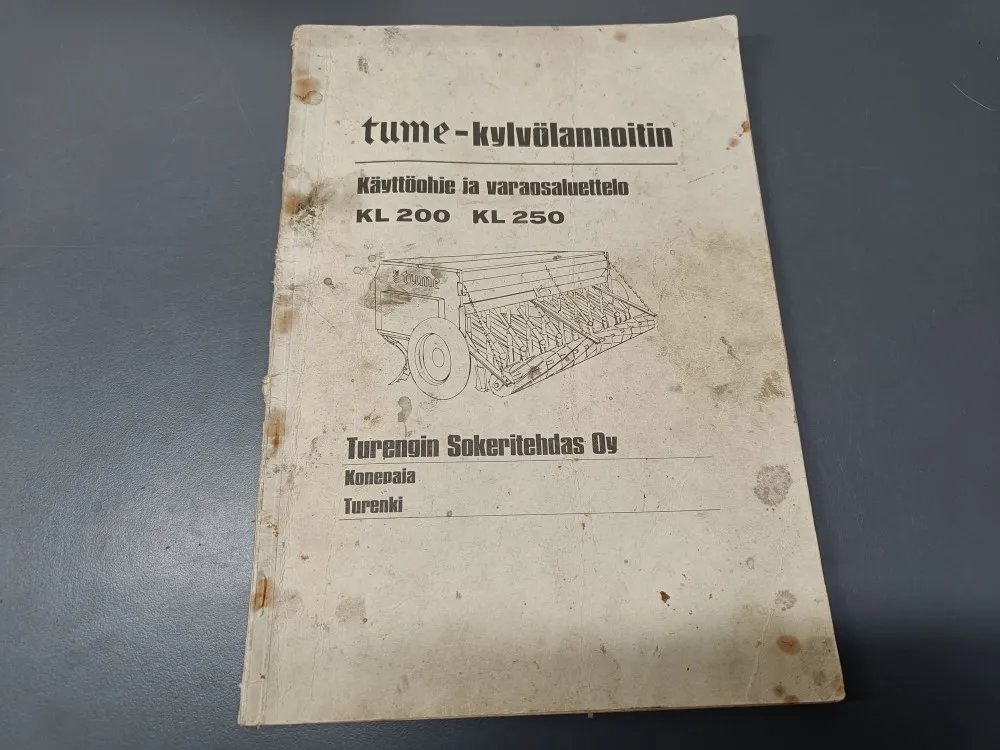 Tume kylvölannoitin KL200 ja KL250 / Käyttöohje ja varaosaluettelo
