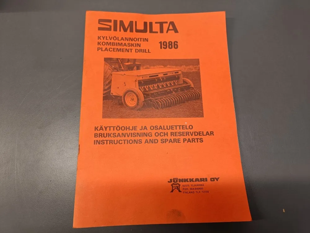 Simulta kylvölannoittimen 1986 / Käyttöohje ja osaluettelo