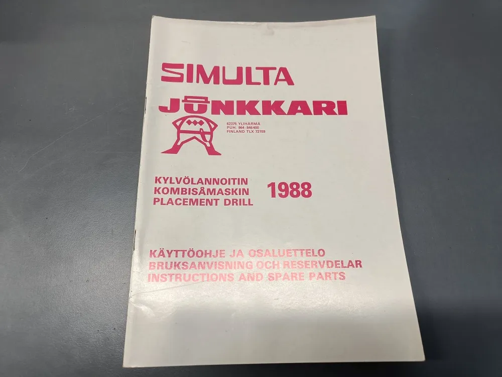 Simulta kylvölannoittimen 1988 / Käyttöohje ja osaluettelo
