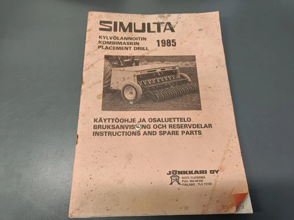 Simulta kylvölannoittimen 1985 / Käyttöohje ja osaluettelo