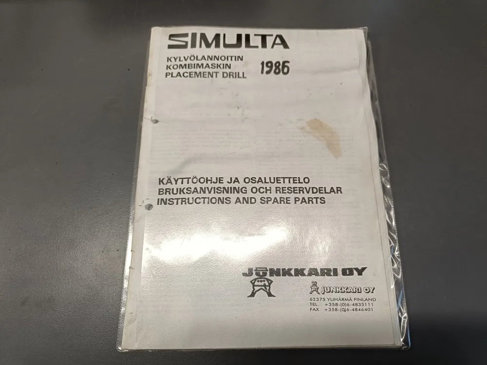 Simulta kylvölannoittimen 1986 / Käyttöohje ja osaluettelo