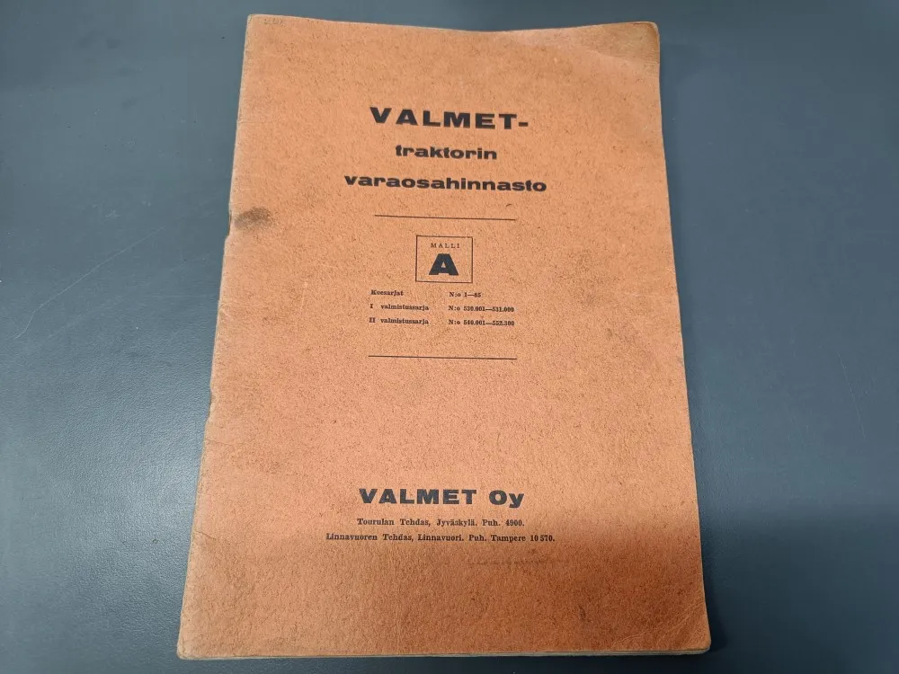 Valmet traktorin vuoden 1955 / Varaosahinnasto