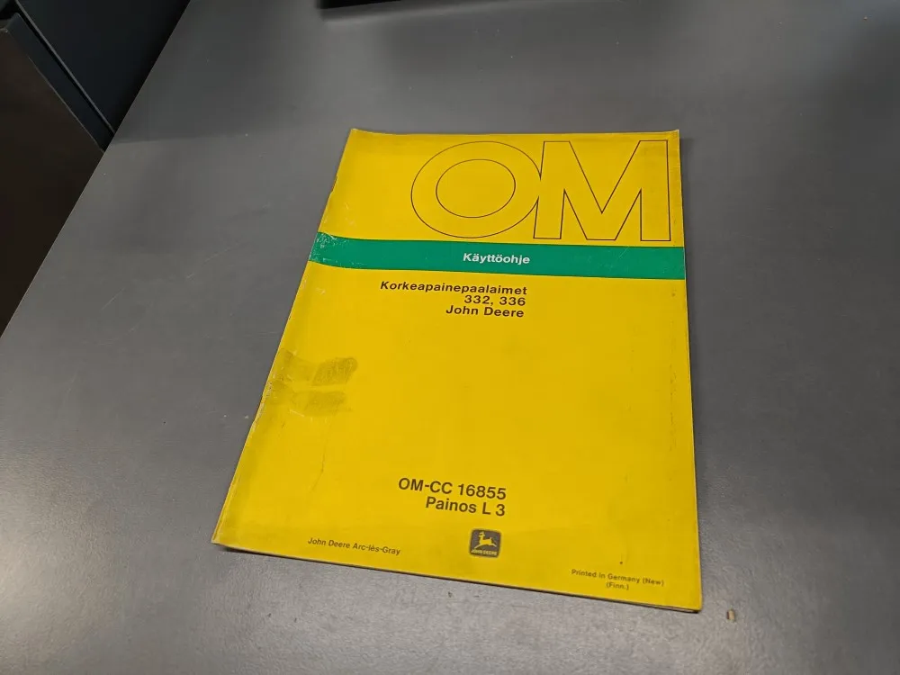 John Deere 332, 336 / Korkeapainepaalaimen käyttöohjekirja