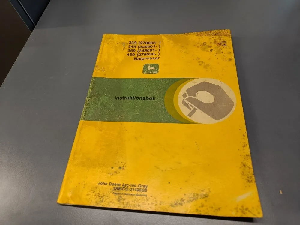John Deere 339, 349, 359, 459 ruotsinkielinen / Korkeapainepaalaimen käyttöohjekirja