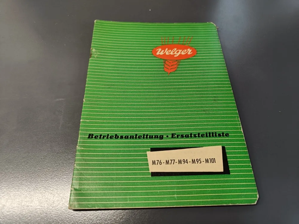 Welger M76,M77, M94, M95, M101 Saksankielinen / paalaimen ohjekirja sekä varaosaluettelo