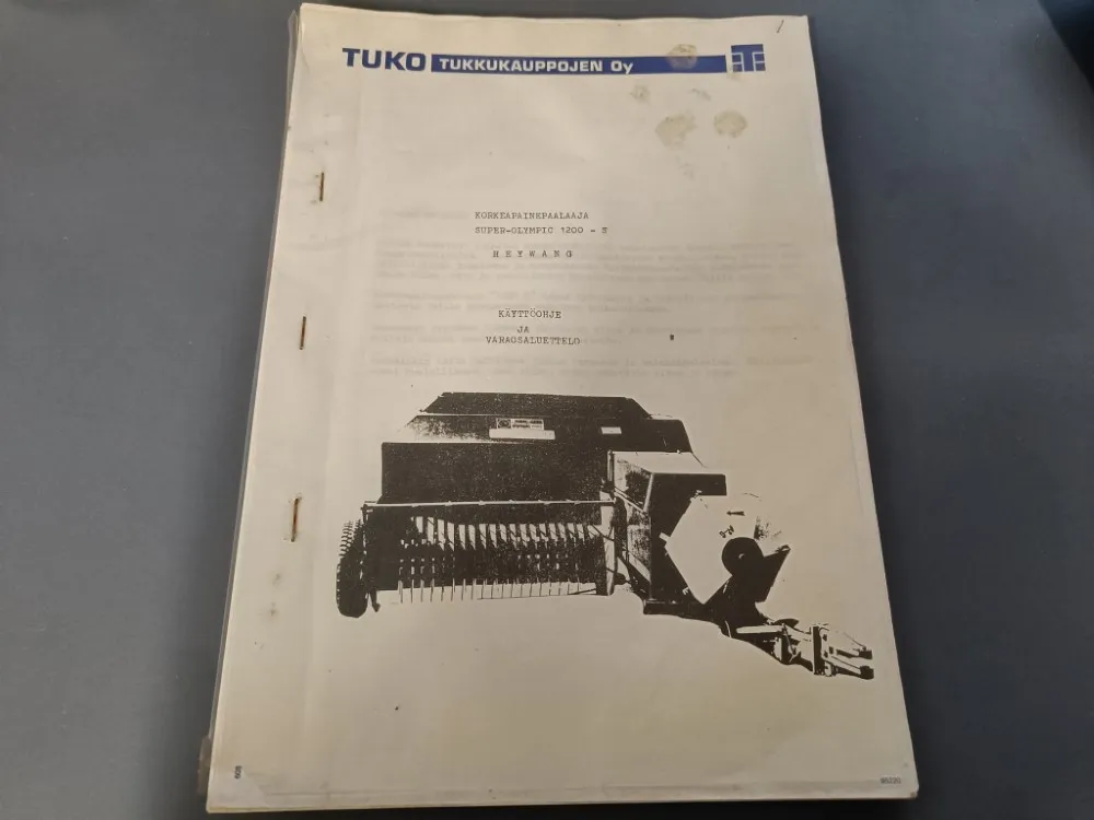 Tuko Super Olympic 1200S korkeapainepaalaimen / Käyttöohje ja varaosaluettelo