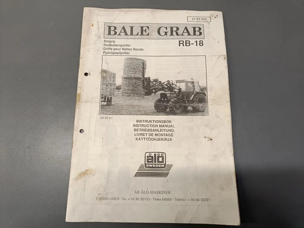 Bale Grab RB-18 pyöröpaalipiikkien / Käyttöohjekirja