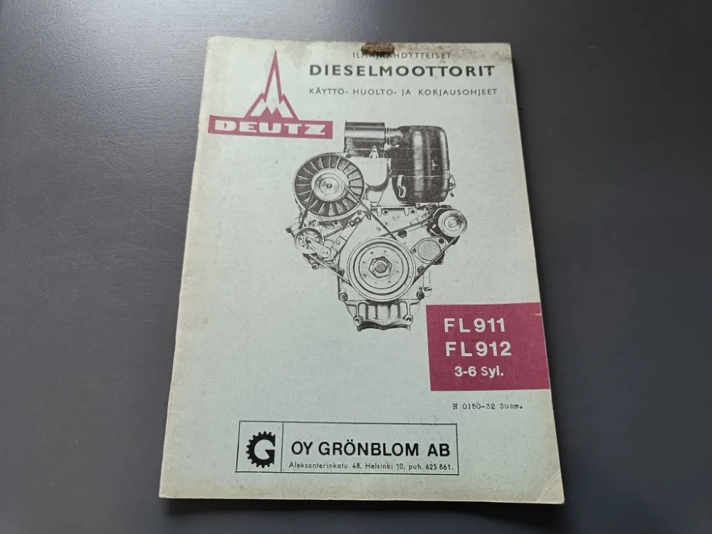 Deutz FL 911 FL 912 3-6 syl. / moottorin käyttöohjekirja