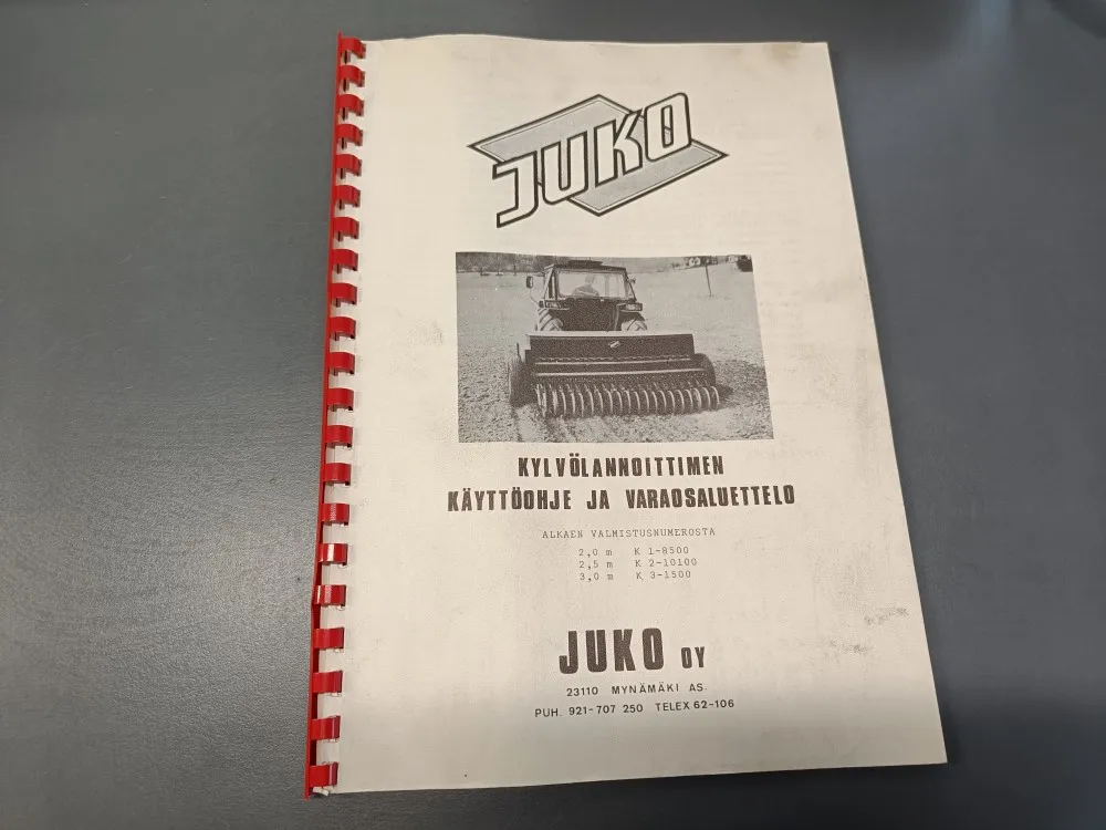 Juko kylvölannoittimen 2,0m; 2,5m ja 3,0m / Käyttöohje ja varaosaluettelo