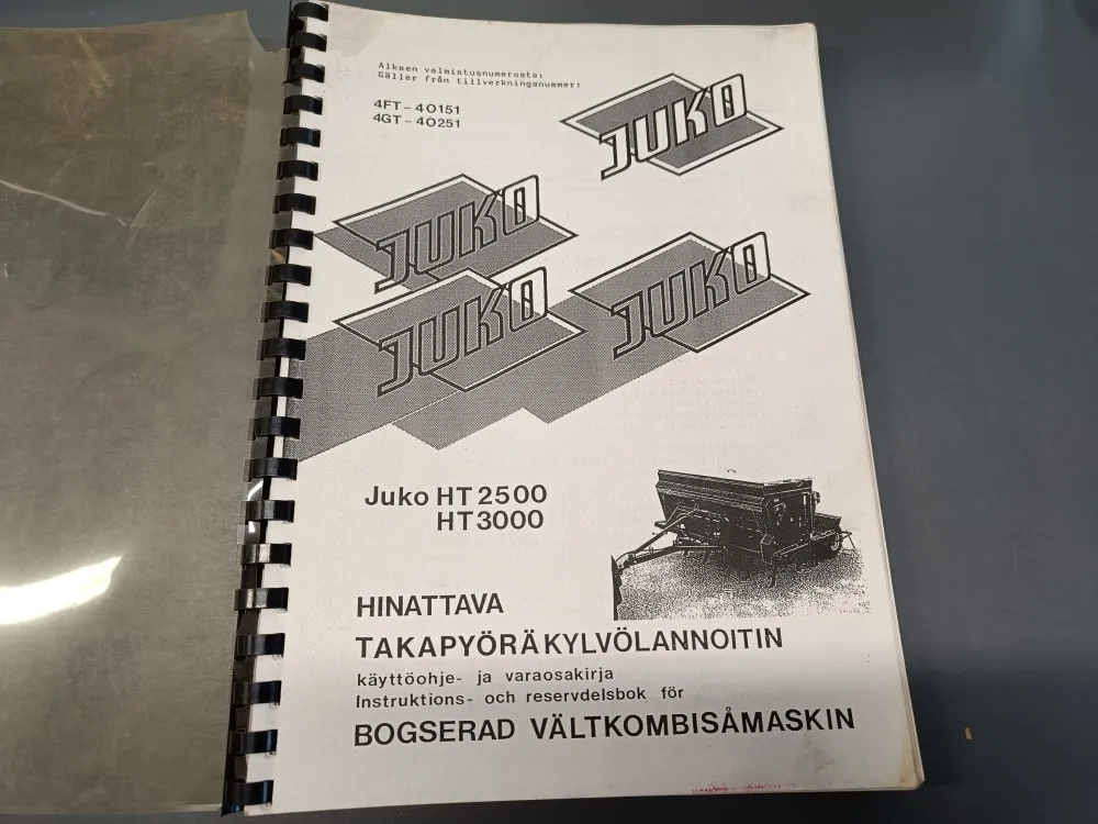 Juko takapyöräkylvölannoittimen / Käyttöohje ja varaosakirja