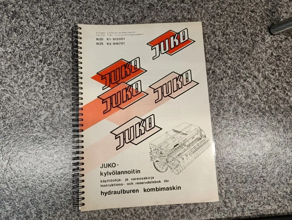 Juko kylvölannoittimen N20 ja N25 / Käyttöohje ja varaosakirja