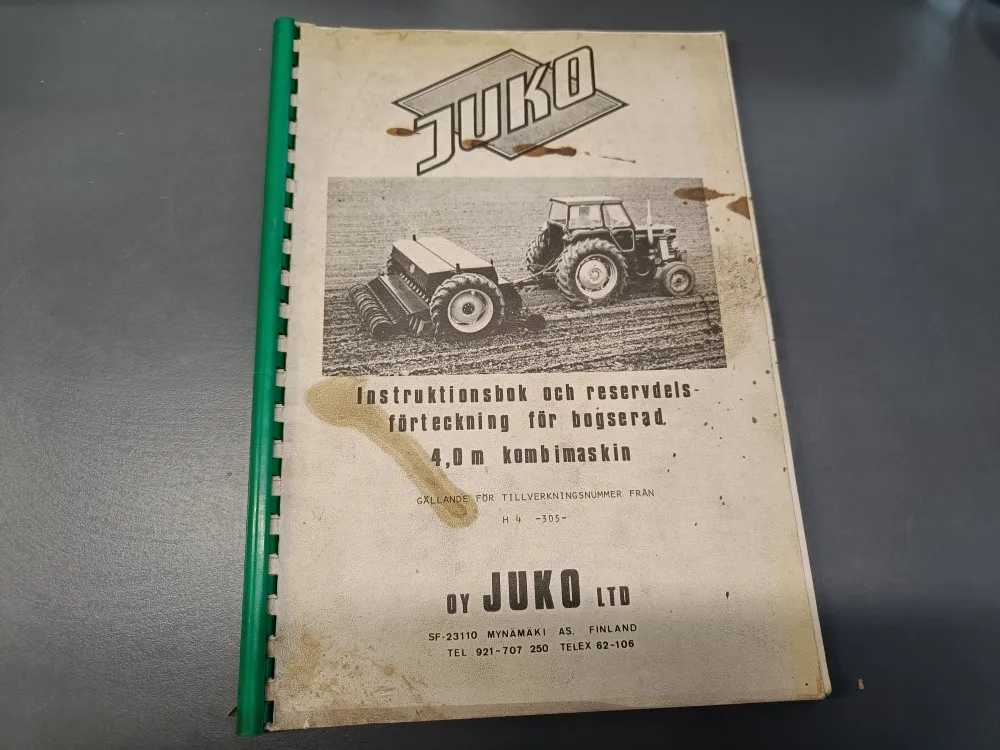 Juko kylvölannoittimen 4m (ruotsinkielinen) / Käyttöohje ja varaosakirja
