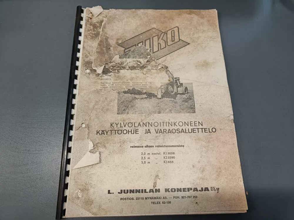 Juko kylvölannoittinkoneen / Käyttöohje ja varaosaluettelo