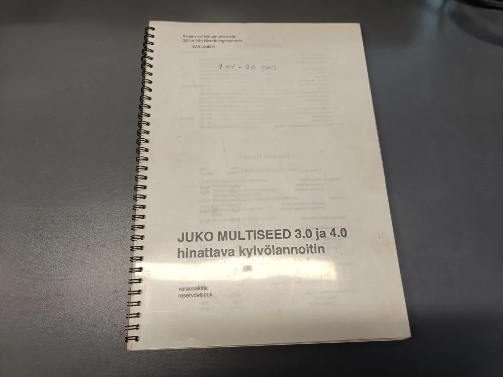 Juko Multiseed 3.0 /4.0 kylvölannoittimen / Varaosakirja
