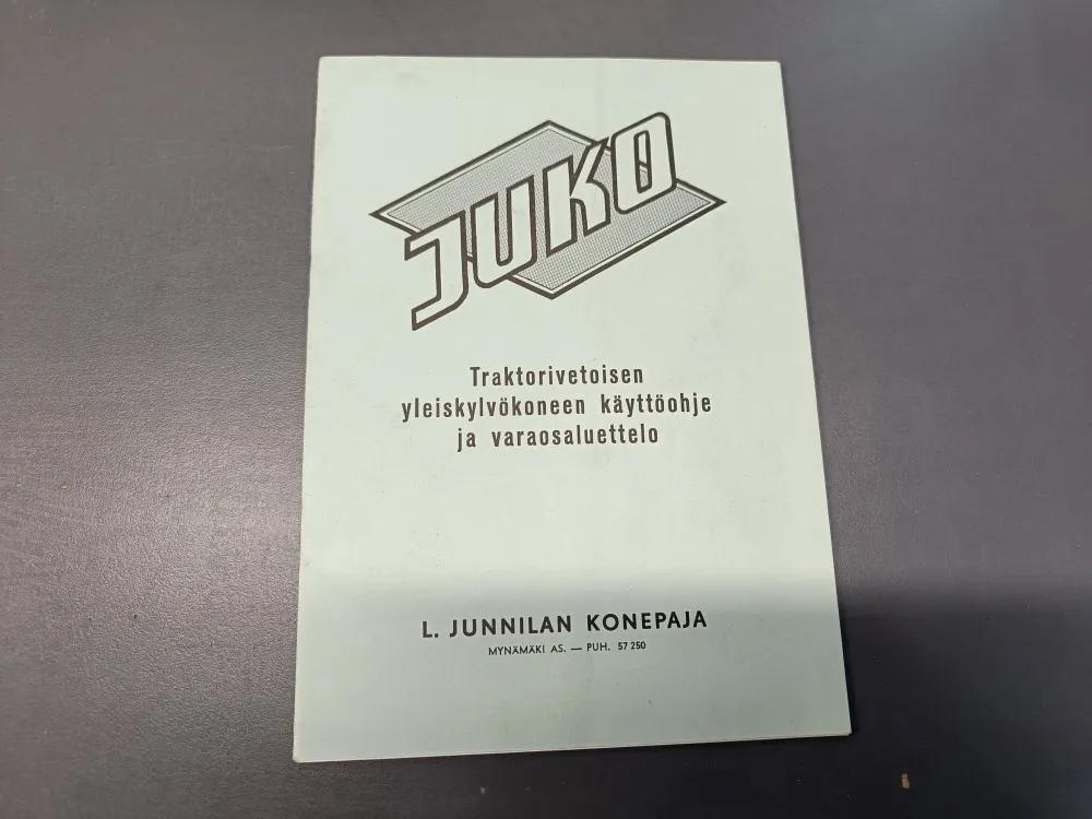 Juko traktorivetoisen yleiskylvökoneen / Käyttöohje ja varaosaluettelo