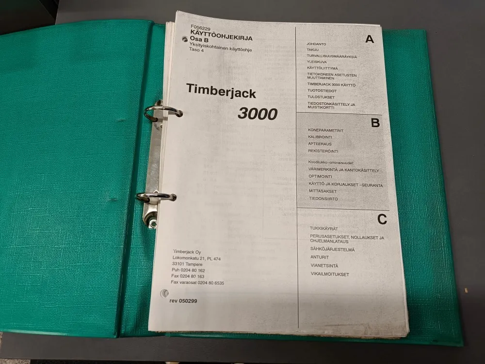 Timberjack 3000 F056229 / käyttöohjekirja