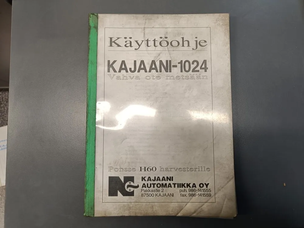 Ponsse H60 harvesterille / käyttöohjekirja