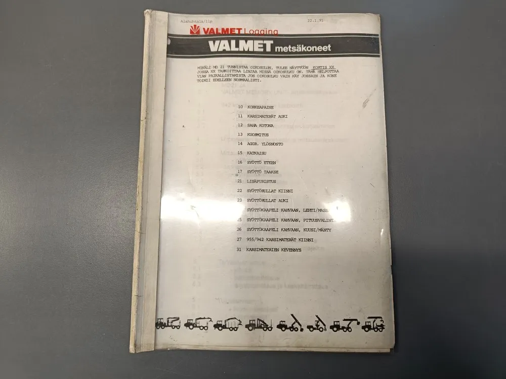 Valmet MD 21 / metsäkoneen ohjekirja