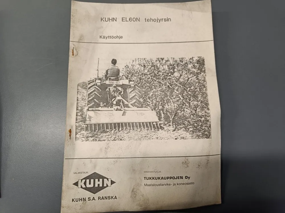 Kuhn EL60N tehojyrsin / Maanmuokkauskoneen ohjekirja