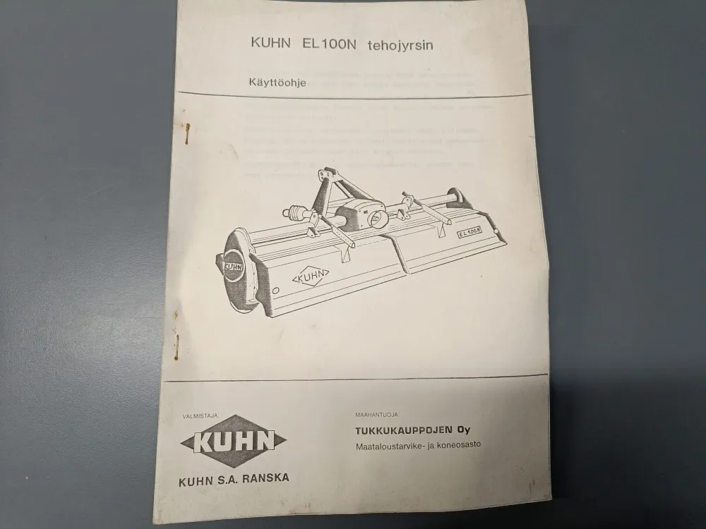 Kuhn EL100N tehojyrsin / Maanmuokkauskoneen ohjekirja