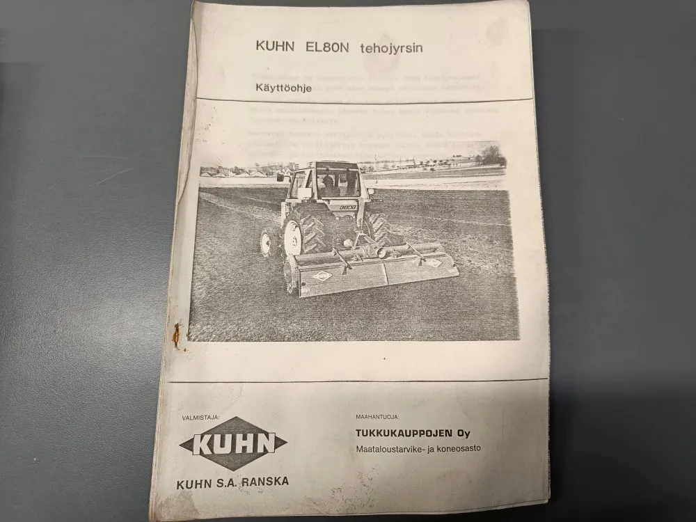 Kuhn EL80N tehojyrsin / Maanmuokkauskoneen ohjekirja
