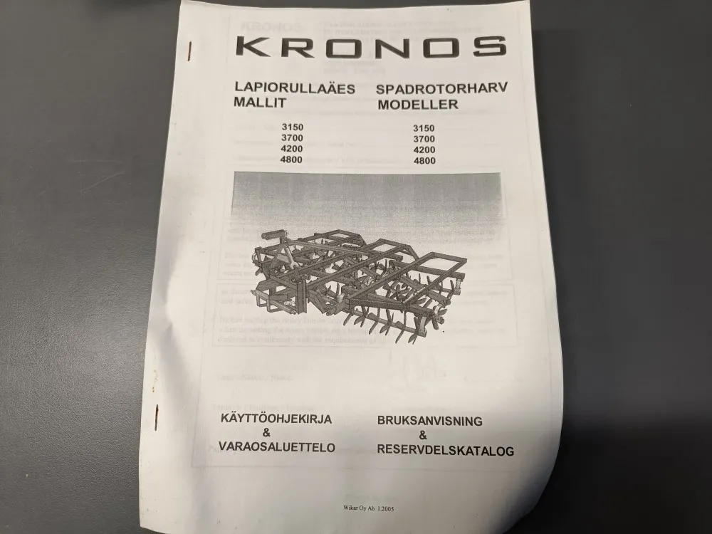 Kronos lapiorullaäes / Ohjekirja ja varaosaluettelo
