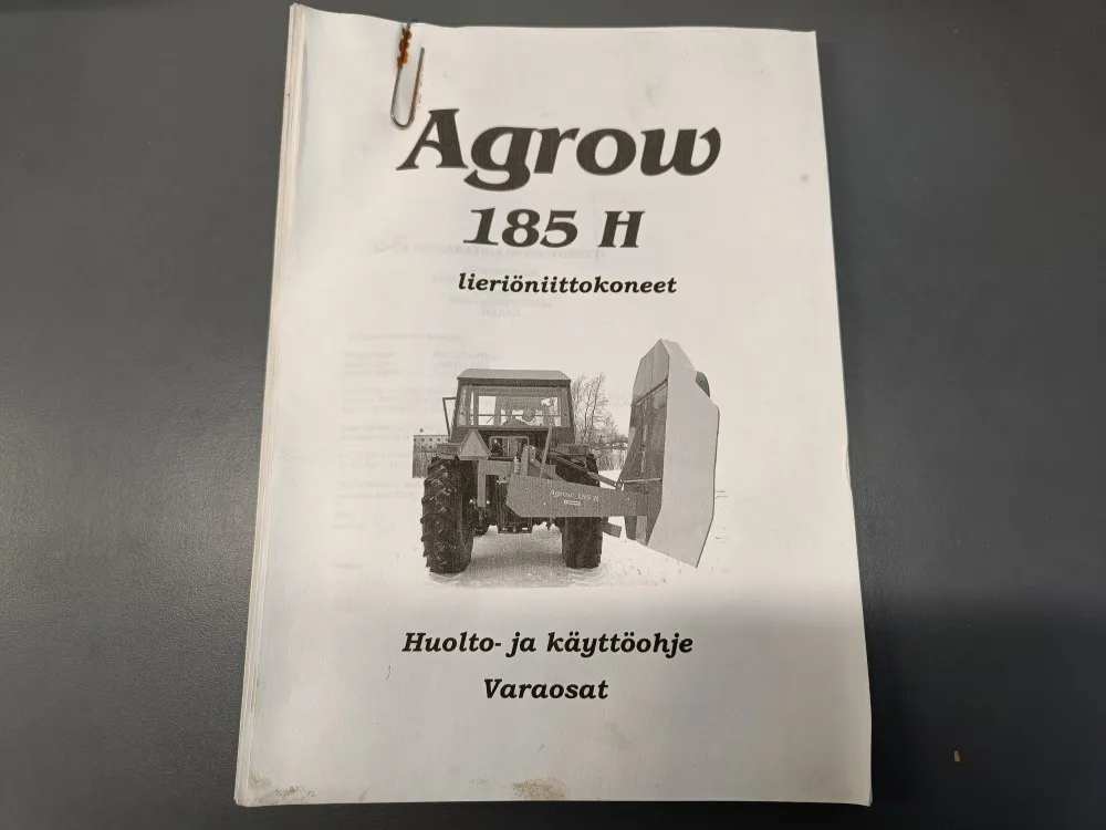 Agrow 185H lieriöniittokoneet / Huolto ja käyttöohje, varaosat