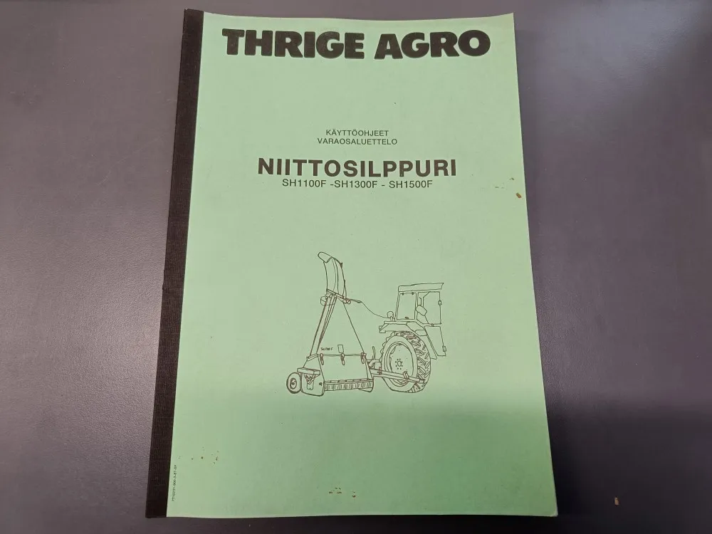 Thrige Agro SH1100F, SH1300F ja SH1500F / Niittosilppurin käyttöohjeet, varaosaluettelo
