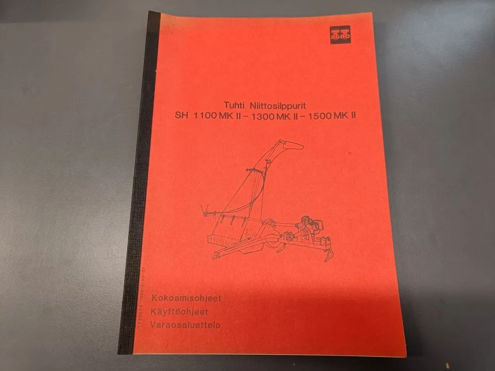 Tuhti SH1100MK II, 1300MK II, 1500 MK II / Niittosilppurin ohjekirja ja varaosaluettelo