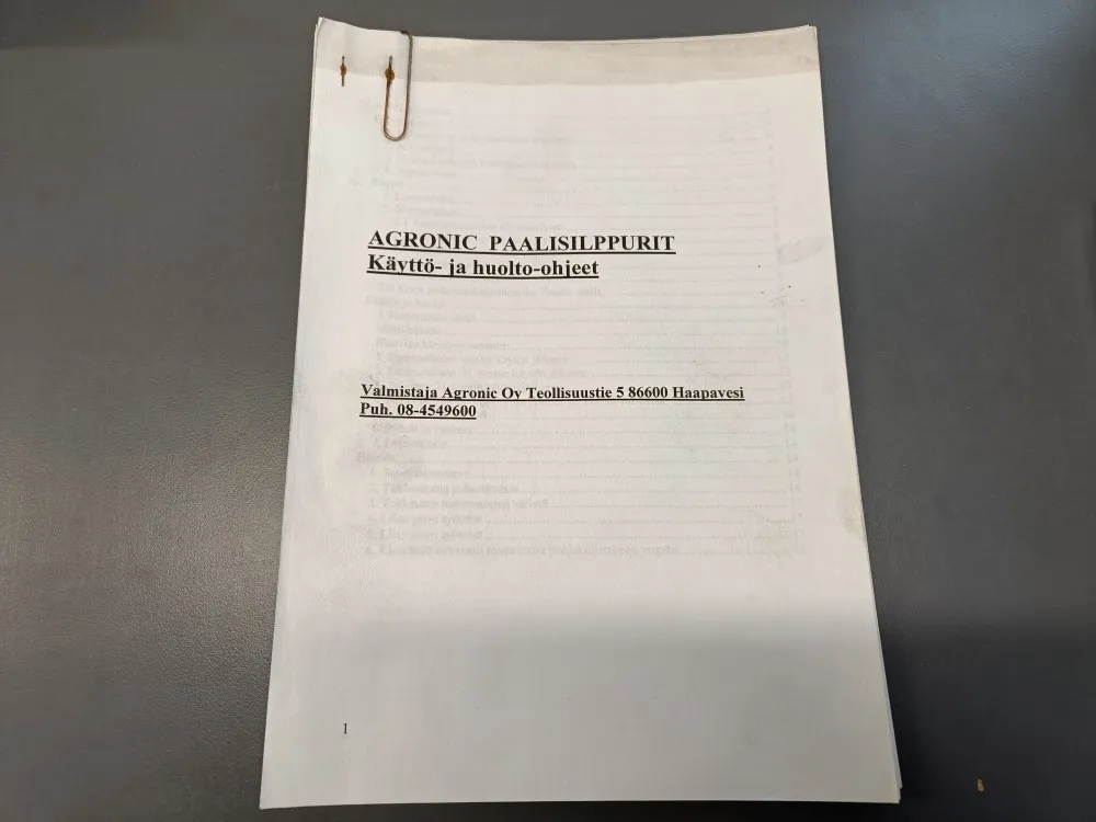 Agronic paalisilppurit / Käyttö- ja huolto-ohjeet