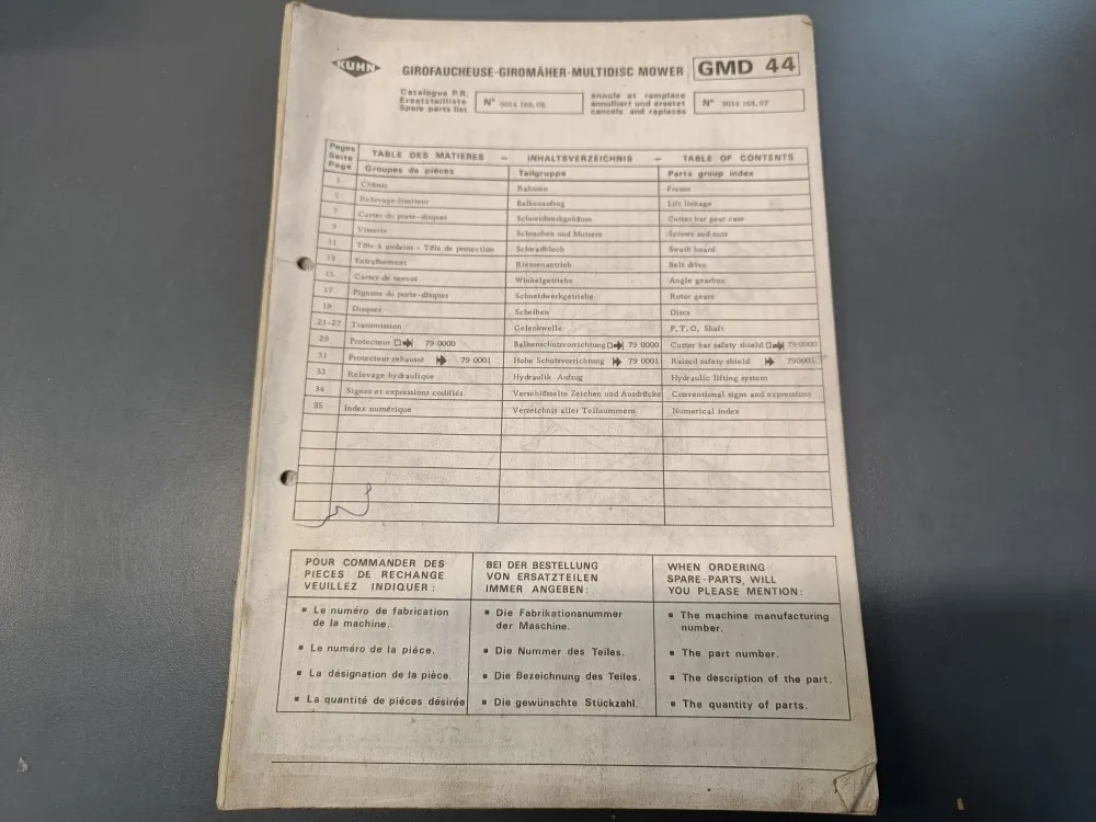 Kuhn leikkurin (saksankielinen) / Varaosaluettelo